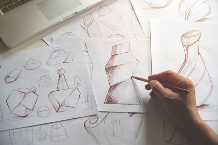 New product development: designer sketching new products