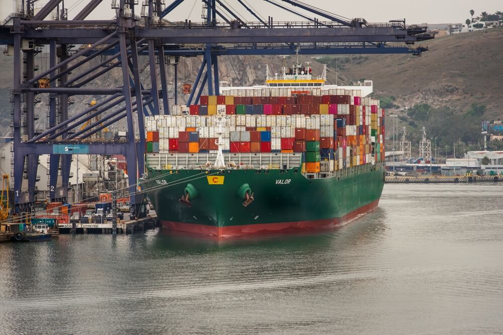 Mexican port ship ready to leave for international trade.