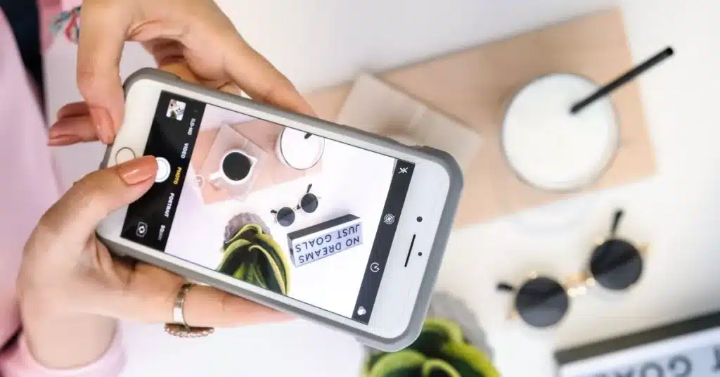 Influencer marketing by taking a photo of their sunglasses product for posting on Instagram